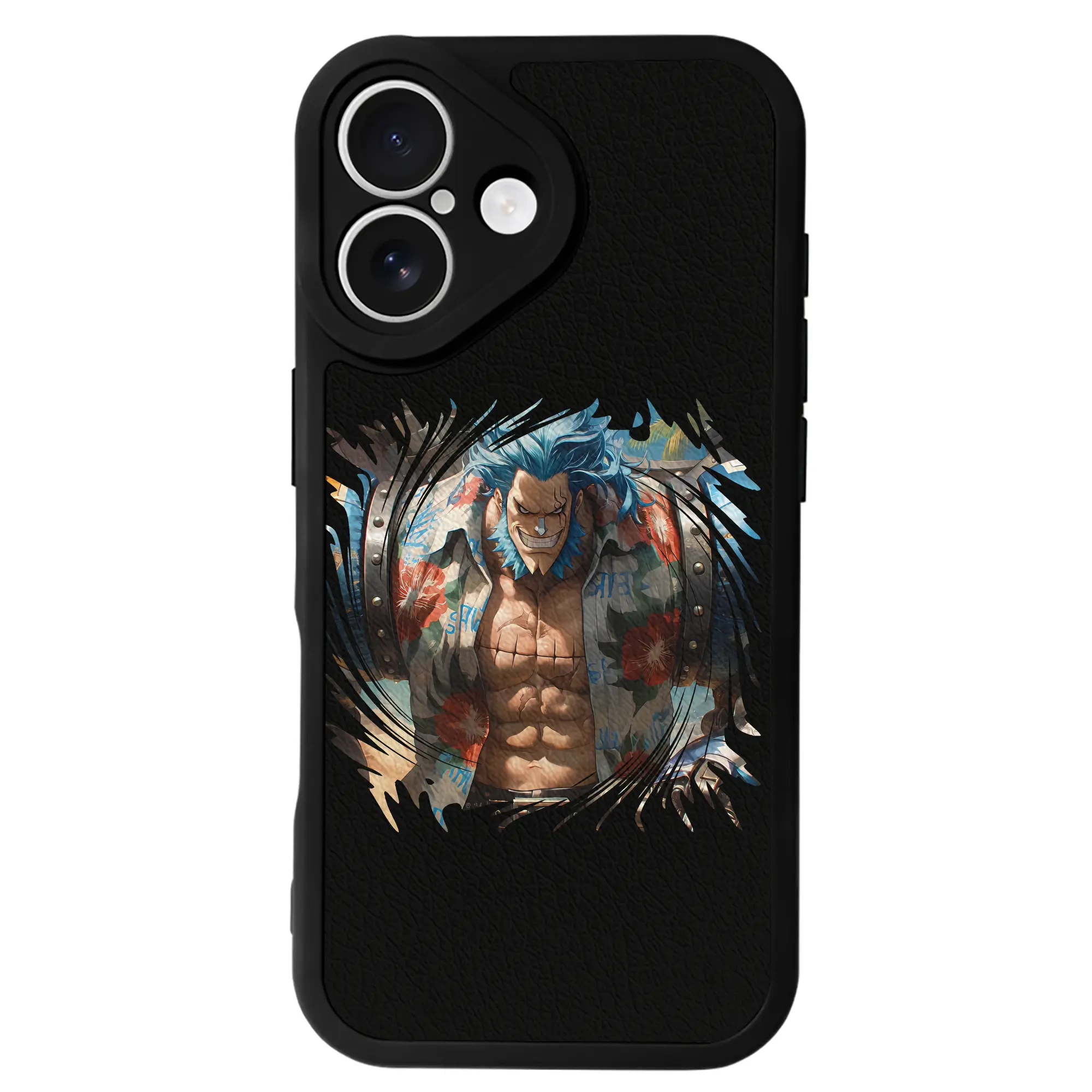 ワンピース グッズ フランキー - IPhone 16シリーズ対応 ・ シリコンスマホケース ・ レザー調 ・ 高精度フィット ・ 耐衝撃 ・ ワイヤレス充電対応 ・ 精密カット